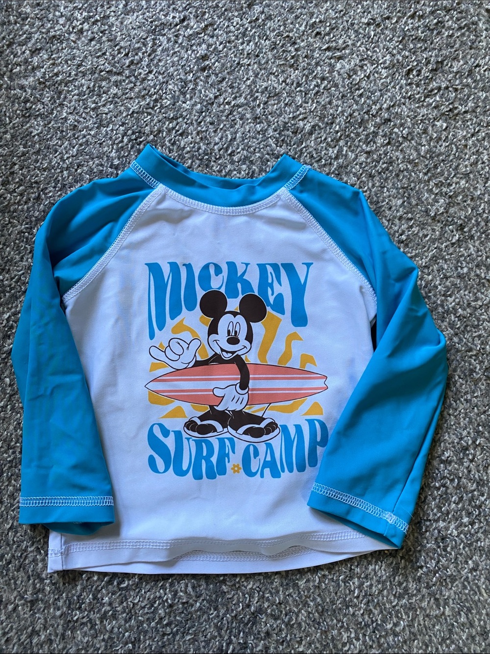 Disney Mickey Surf Camp Rash Guard - Blue/White/Yellow